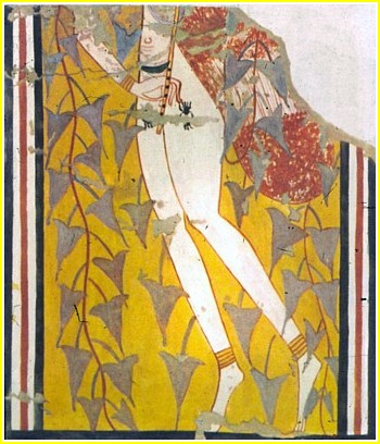 Nous distinguons parfaitement sur cette reproduction une flte dote de six trous, appartenant  la famille des nays. Deir el-Medineh - XIXe - XXe dynastie.