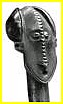 Dtail de l'extrmit du joug d'une harpe azande Ngbandi, originaire du Soudan et prsente en Centrafrique.